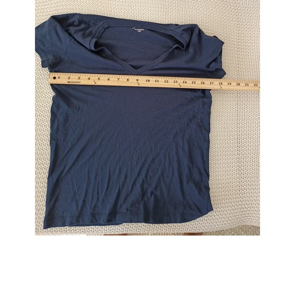 J Crew Navy Blue V Neck Short Sleeve 100% Supima Cotton T Shirt Top XS‎